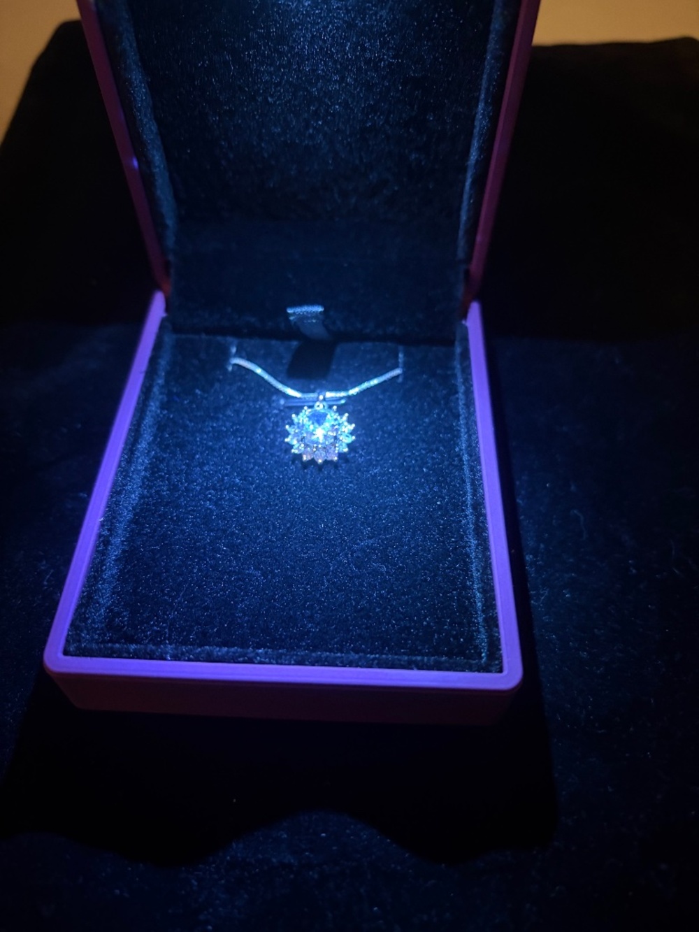 White Sapphire Pendant Necklace, 14kt White Gold/Silver